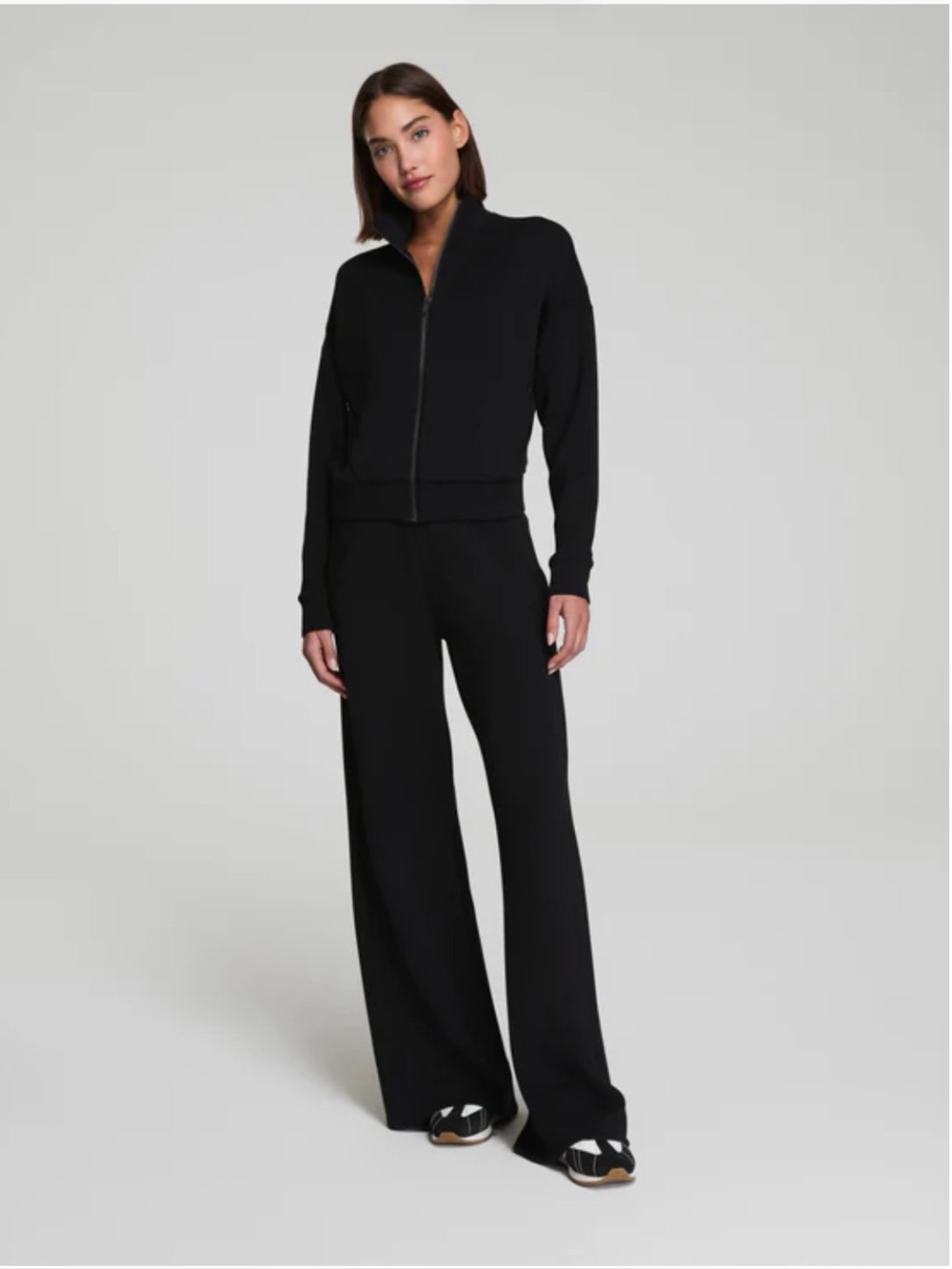 NWT SPANX AirEssentials Wide Leg Track Pant | Medium, Regular 32” Inseam | Black